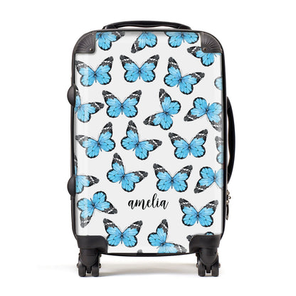 Blue Butterflies with Name Suitcase