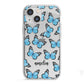 Blue Butterflies with Name iPhone 13 Mini TPU Impact Case with White Edges