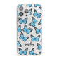 Blue Butterflies with Name iPhone 13 Pro Max Clear Bumper Case