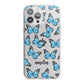 Blue Butterflies with Name iPhone 13 Pro Max TPU Impact Case with White Edges