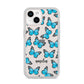Blue Butterflies with Name iPhone 14 Clear Tough Case Starlight