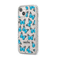 Blue Butterflies with Name iPhone 14 Plus Glitter Tough Case Starlight Angled Image