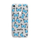 Blue Butterflies with Name iPhone 7 Bumper Case on Silver iPhone