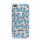 Blue Butterflies with Name iPhone 7 Plus Bumper Case on Silver iPhone