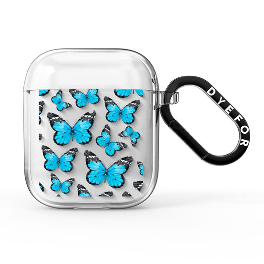Blue Butterfly AirPods Clear Case