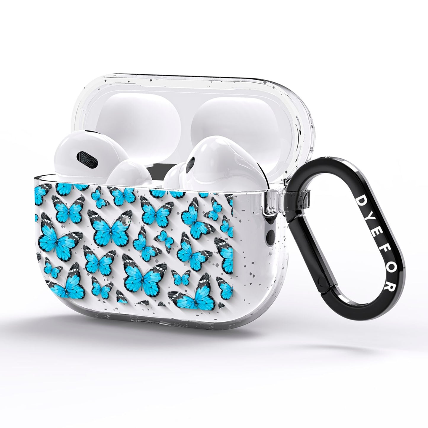 Blue Butterfly AirPods Pro Glitter Case Side Image