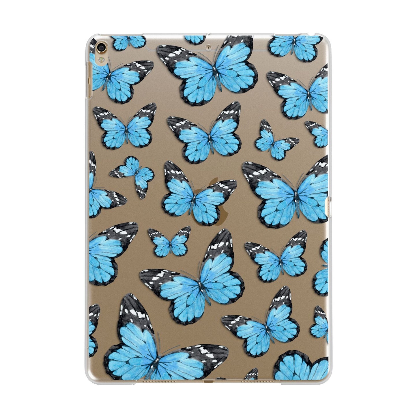 Blue Butterfly Apple iPad Gold Case