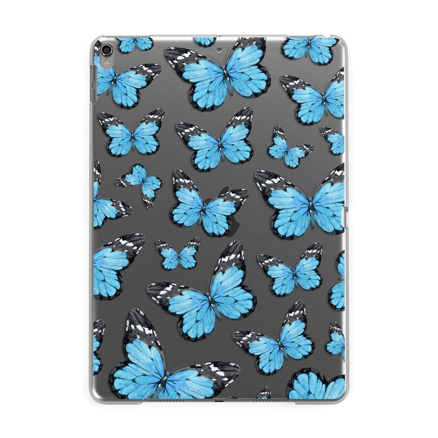 Blue Butterfly Apple iPad Grey Case