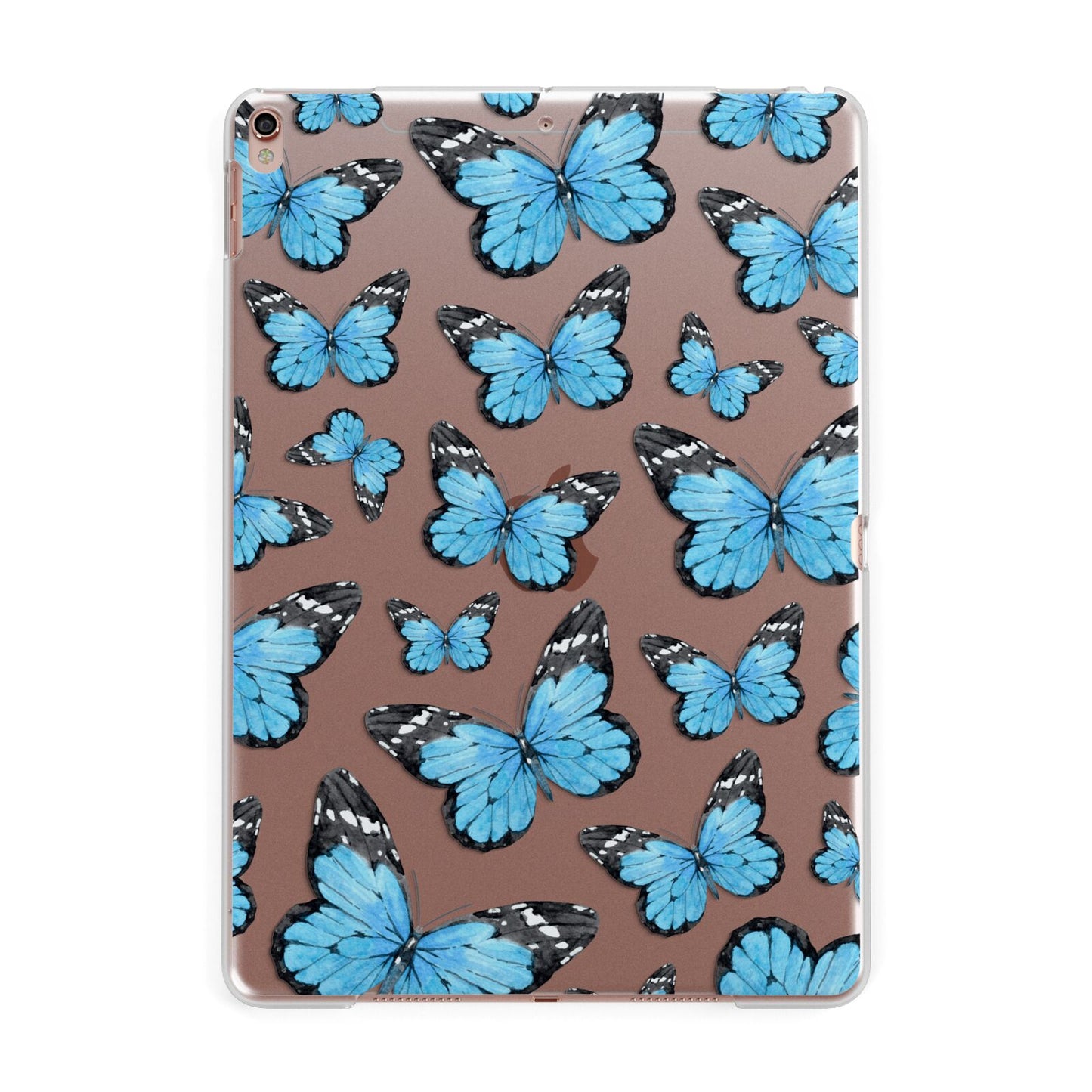 Blue Butterfly Apple iPad Rose Gold Case