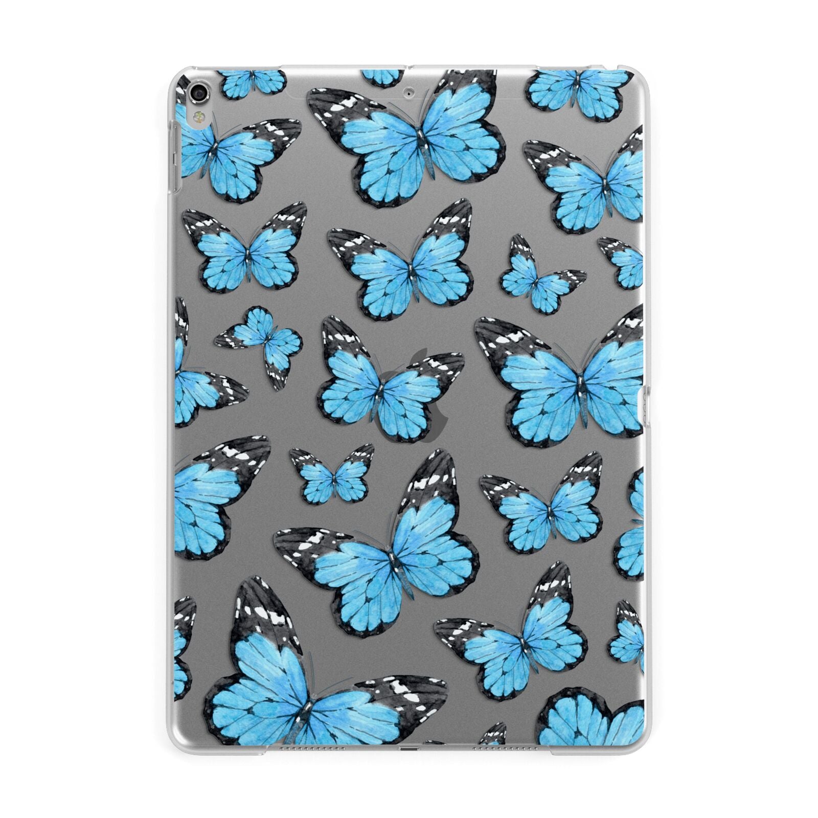 Blue Butterfly Apple iPad Silver Case