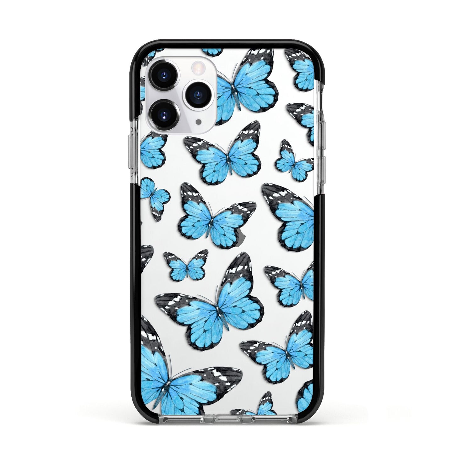 Blue Butterfly Apple iPhone 11 Pro in Silver with Black Impact Case
