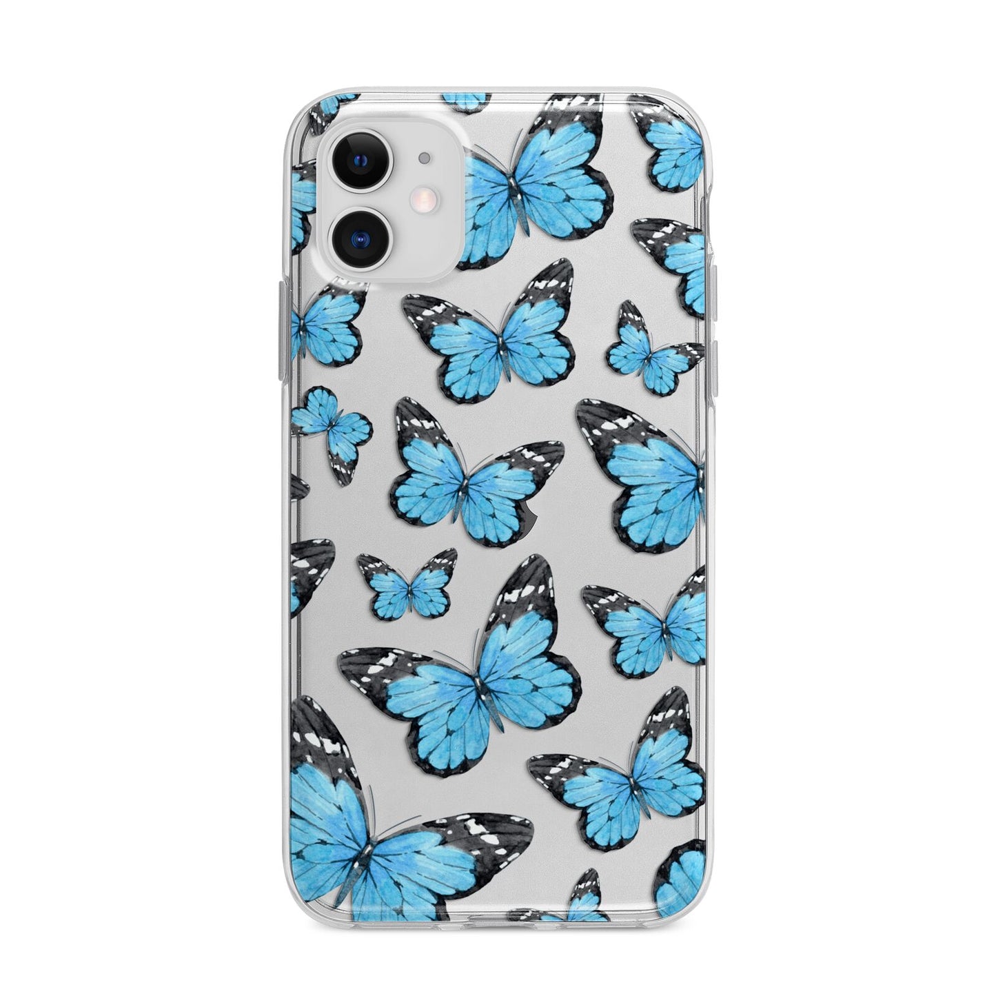 Blue Butterfly Apple iPhone 11 in White with Bumper Case
