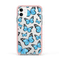 Blue Butterfly Apple iPhone 11 in White with Pink Impact Case