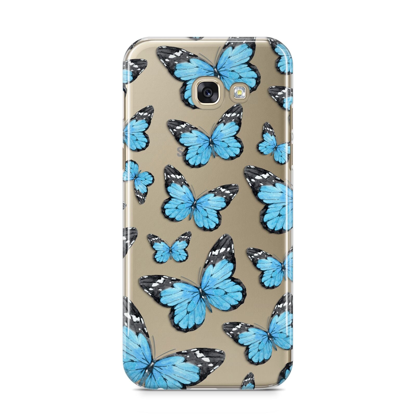 Blue Butterfly Samsung Galaxy A5 2017 Case on gold phone