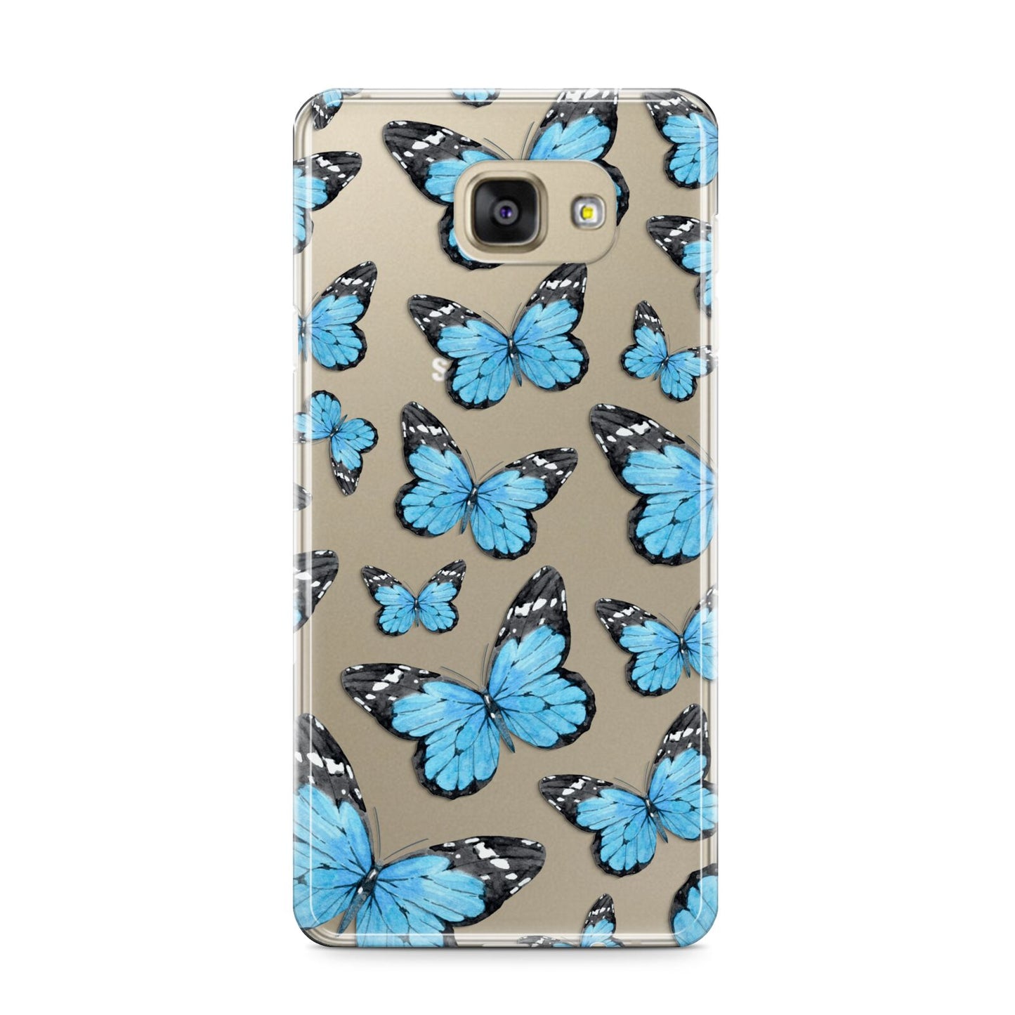 Blue Butterfly Samsung Galaxy A9 2016 Case on gold phone
