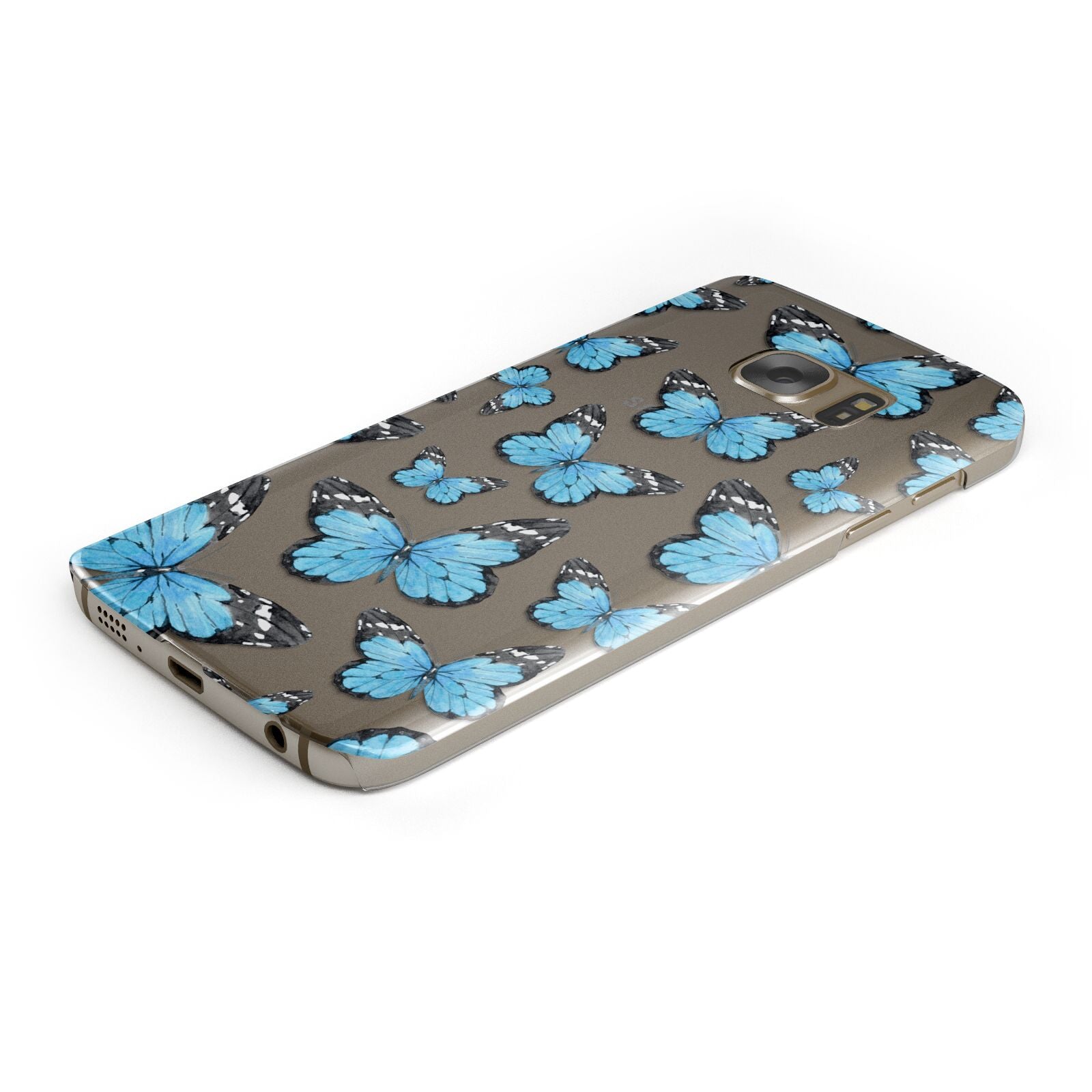 Blue Butterfly Samsung Galaxy Case Bottom Cutout