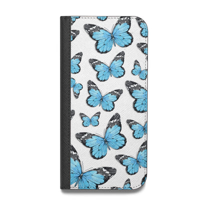 Blue Butterfly Vegan Leather Flip iPhone Case