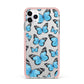 Blue Butterfly iPhone 11 Pro Max Impact Pink Edge Case