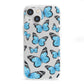 Blue Butterfly iPhone 13 Mini Clear Bumper Case