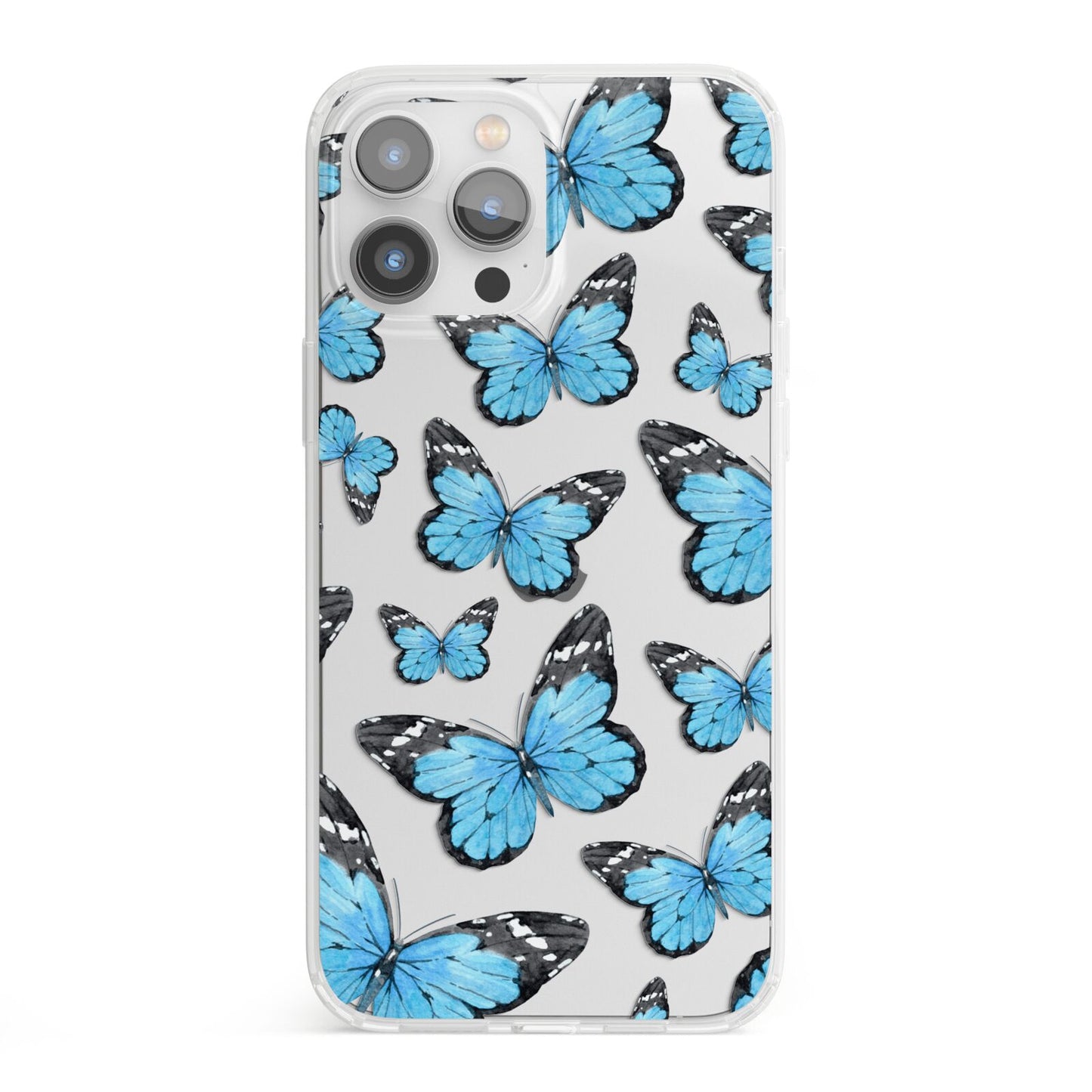 Blue Butterfly iPhone 13 Pro Max Clear Bumper Case
