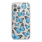Blue Butterfly iPhone 13 Pro Max TPU Impact Case with Pink Edges