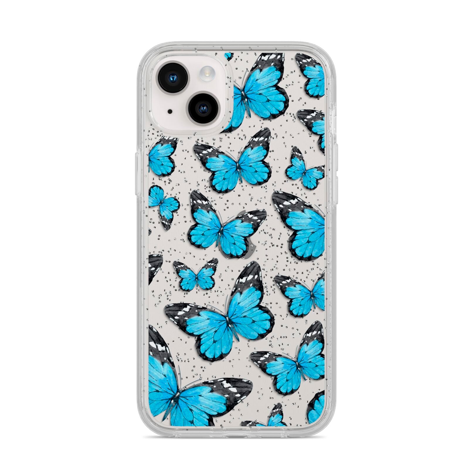 Blue Butterfly iPhone 14 Plus Glitter Tough Case Starlight