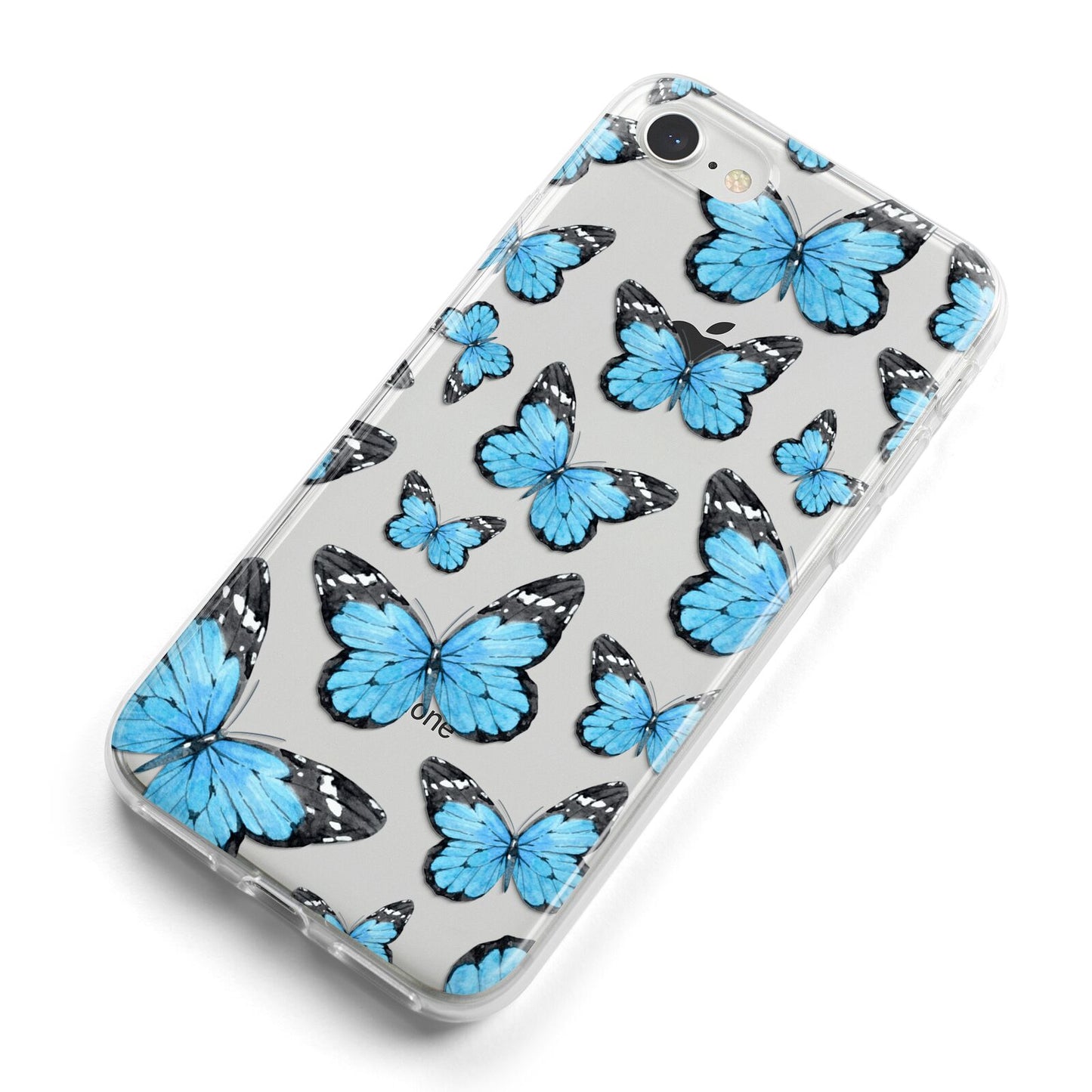 Blue Butterfly iPhone 8 Bumper Case on Silver iPhone Alternative Image
