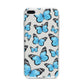 Blue Butterfly iPhone 8 Plus Bumper Case on Silver iPhone