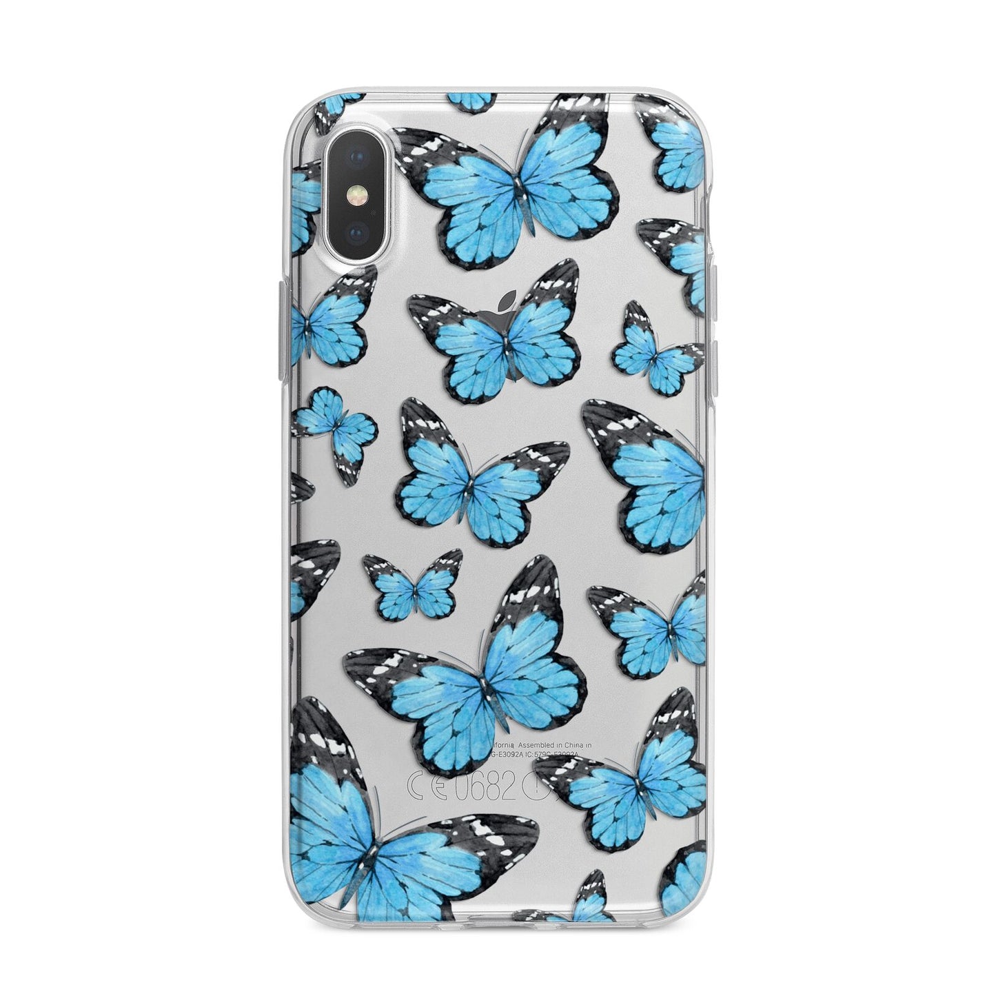Blue Butterfly iPhone X Bumper Case on Silver iPhone Alternative Image 1