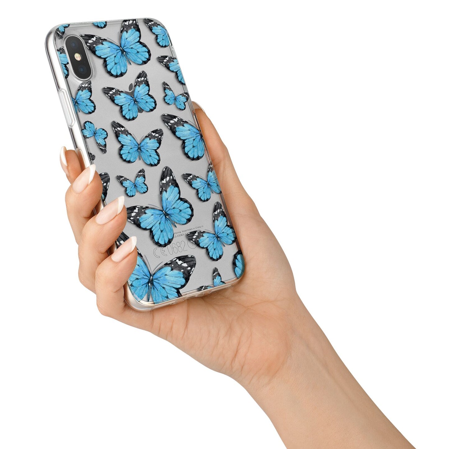 Blue Butterfly iPhone X Bumper Case on Silver iPhone Alternative Image 2