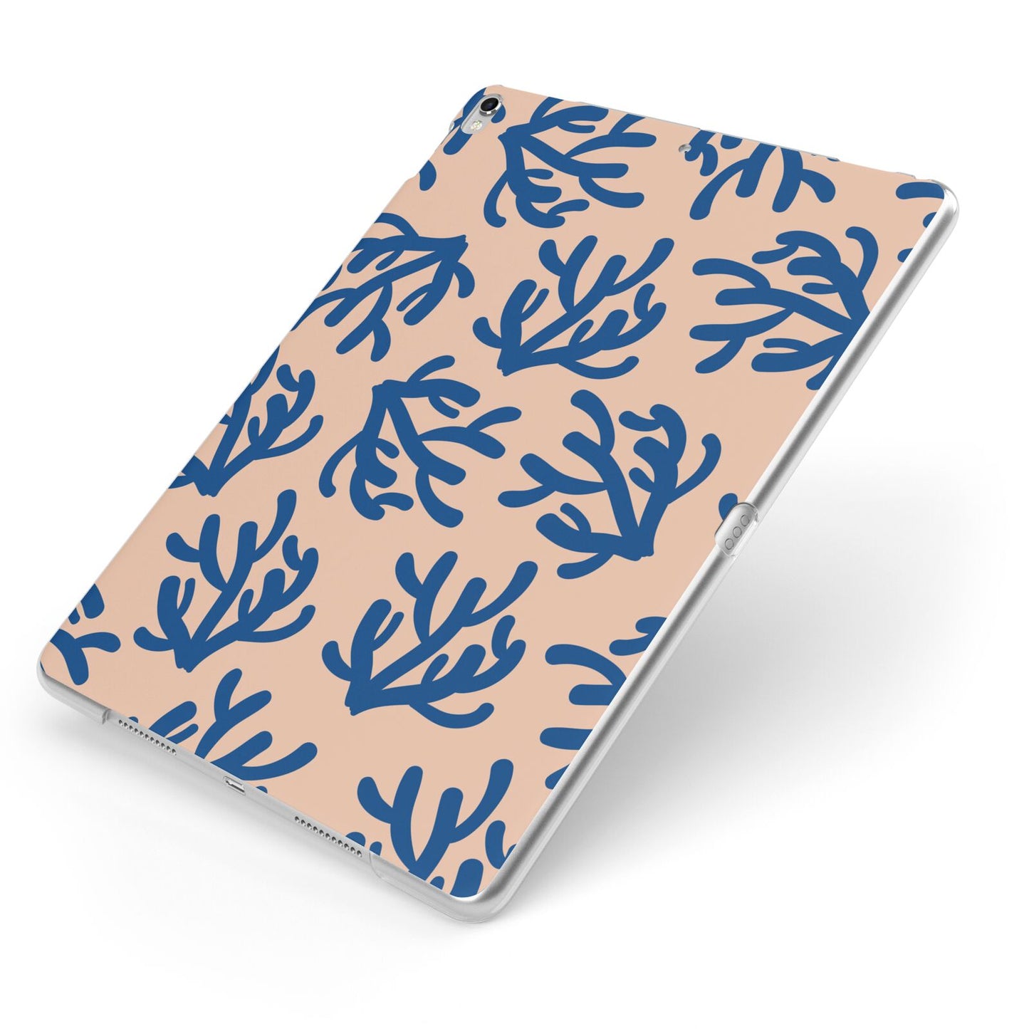Blue Coral Apple iPad Case on Silver iPad Side View