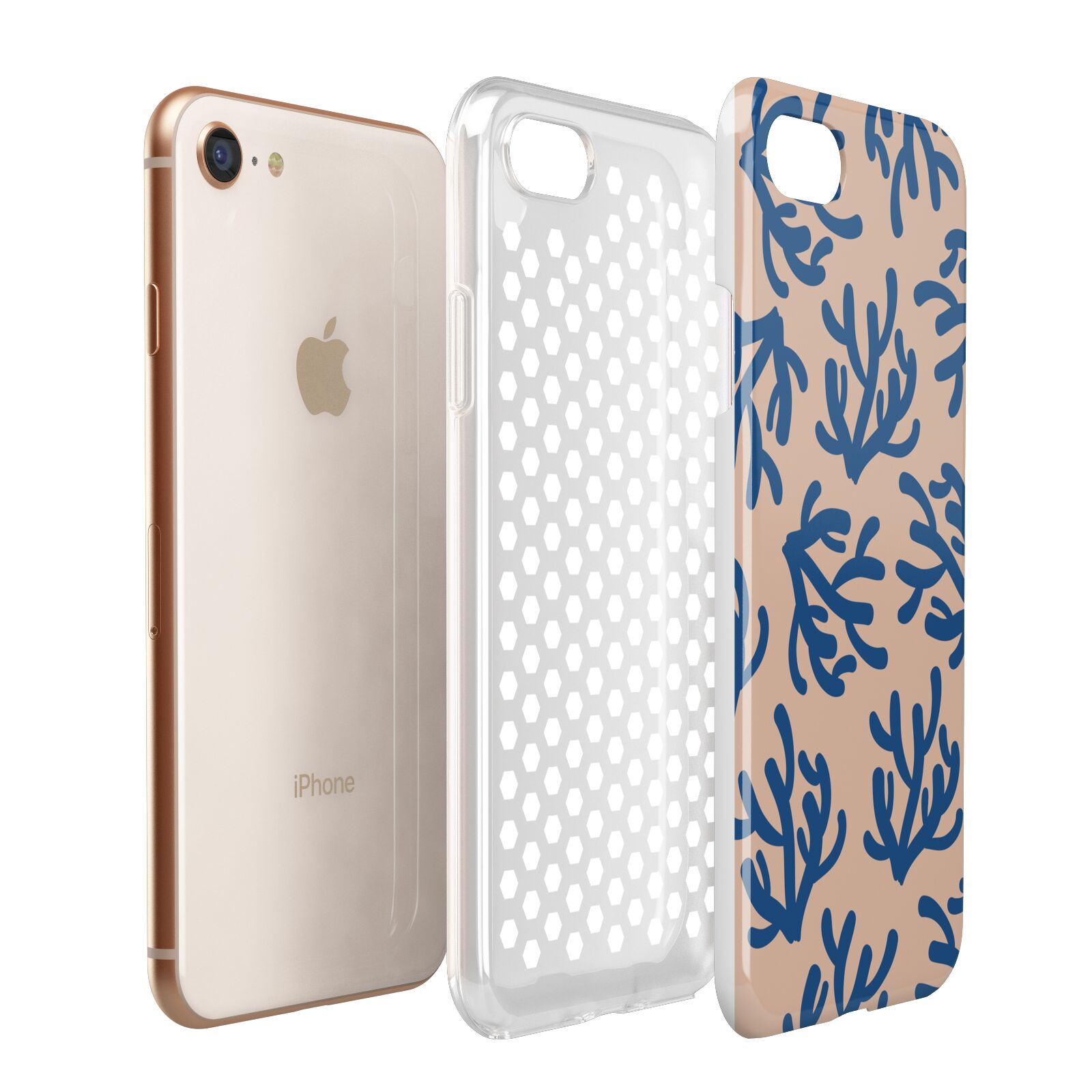Blue Coral Apple iPhone 7 8 3D Tough Case Expanded View