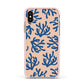 Blue Coral Apple iPhone Xs Impact Case Pink Edge on Gold Phone