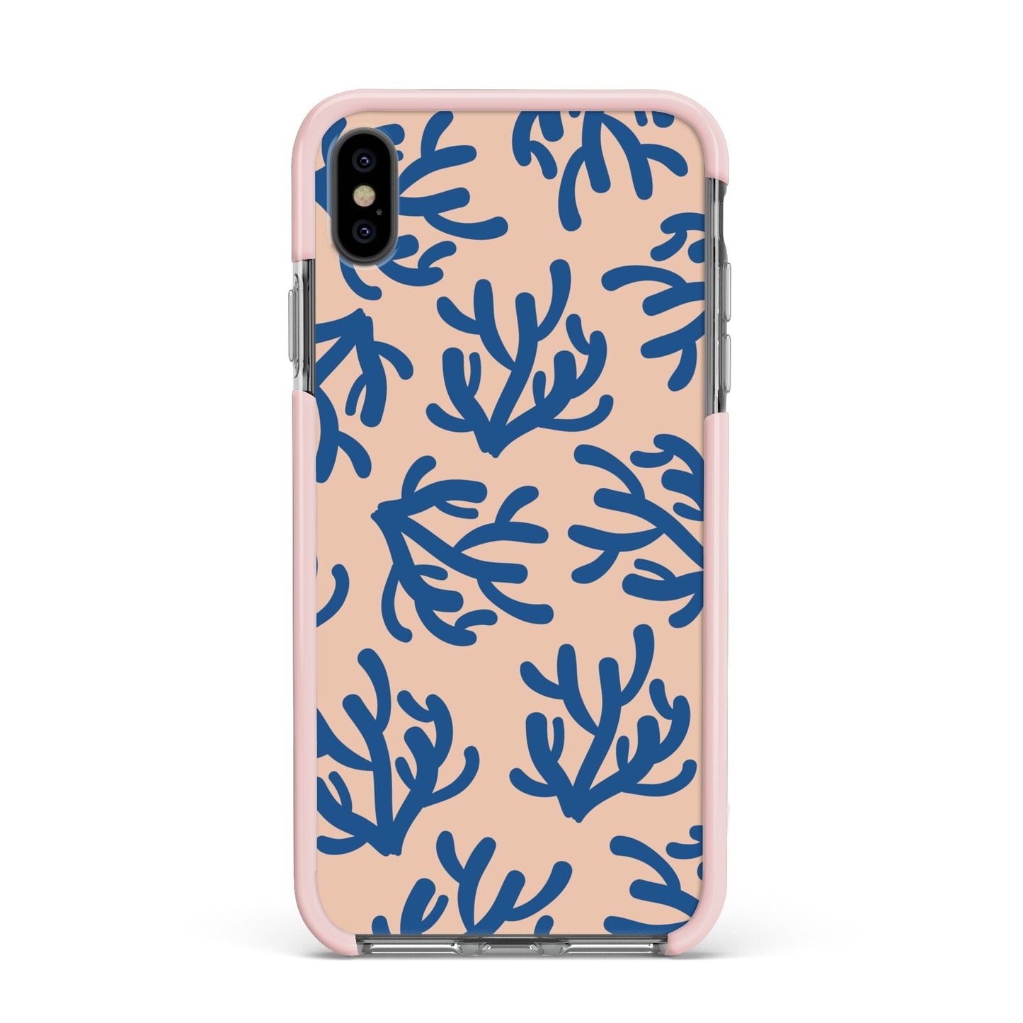 Blue Coral Apple iPhone Xs Max Impact Case Pink Edge on Black Phone