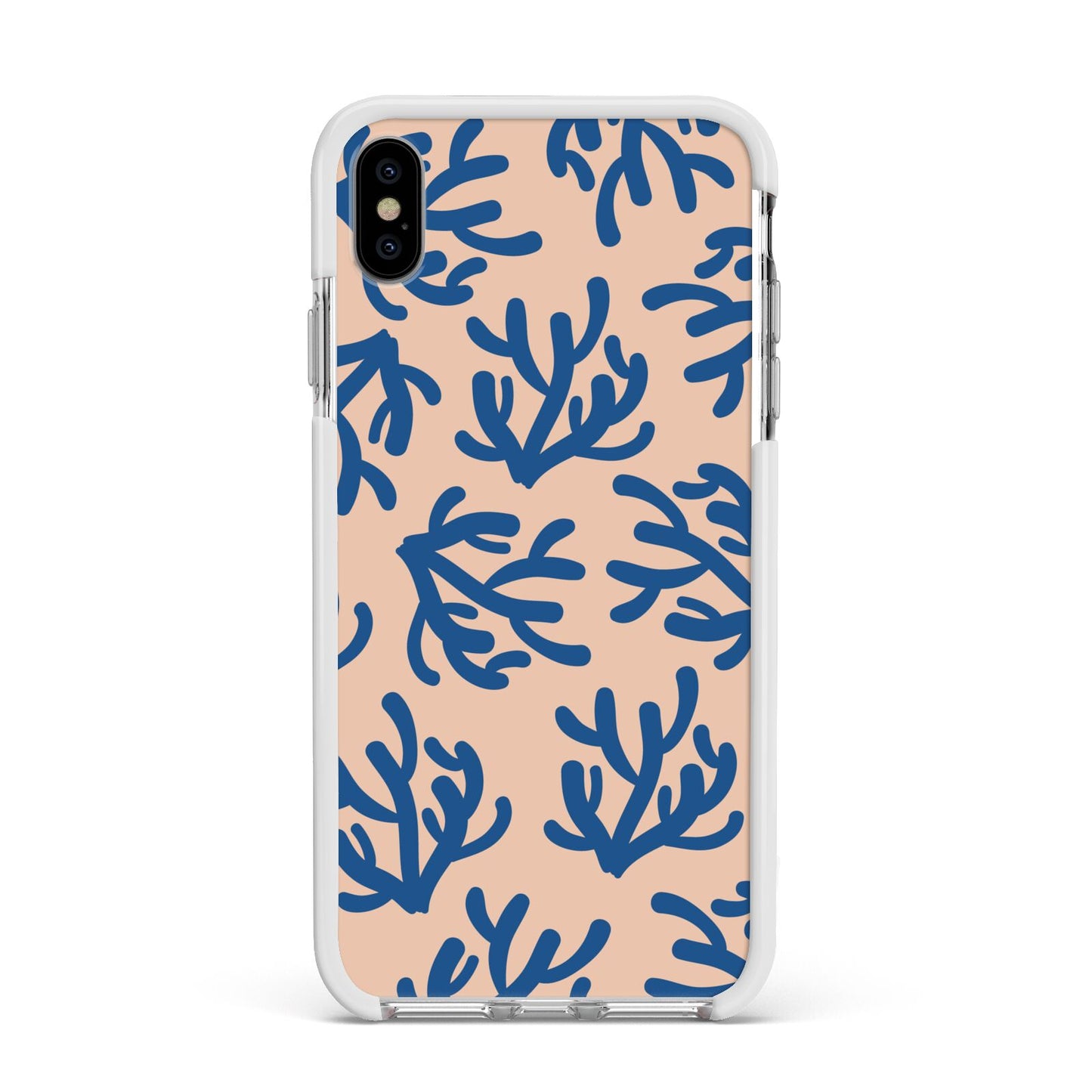 Blue Coral Apple iPhone Xs Max Impact Case White Edge on Silver Phone