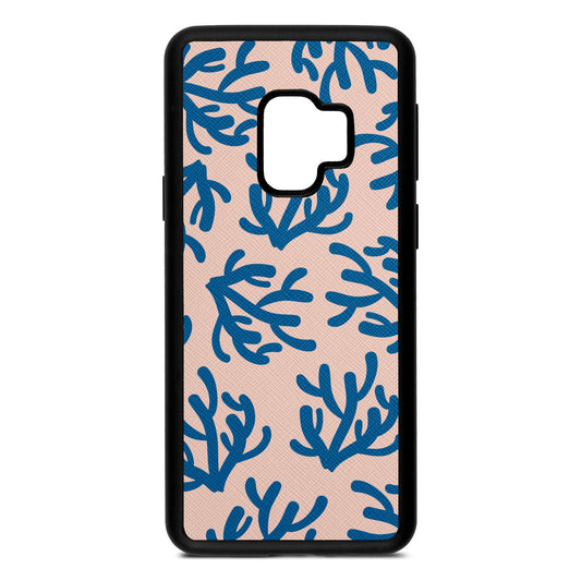 Blue Coral Nude Saffiano Leather Samsung S9 Case