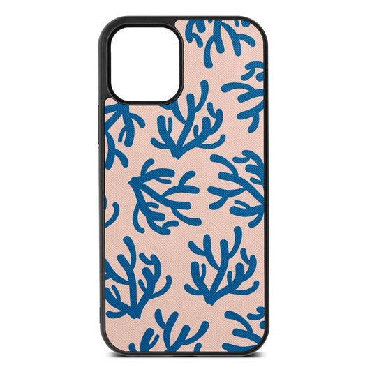 Blue Coral Nude Saffiano Leather iPhone 12 Case