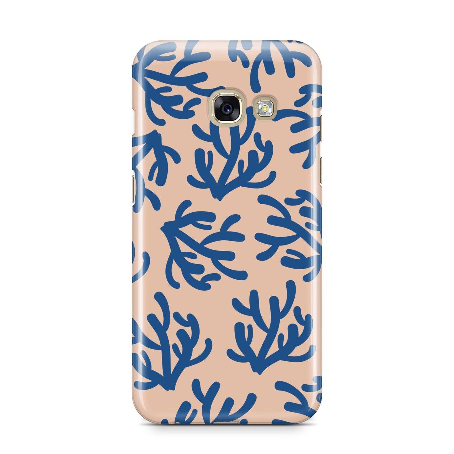 Blue Coral Samsung Galaxy A3 2017 Case on gold phone