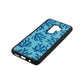 Blue Coral Sky Saffiano Leather Samsung S9 Plus Case Side Angle