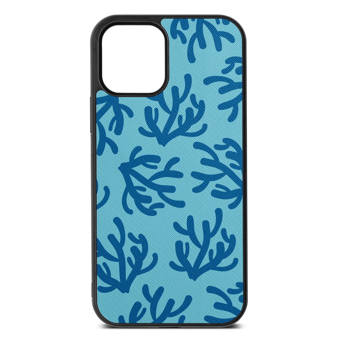 Blue Coral Sky Saffiano Leather iPhone 12 Case