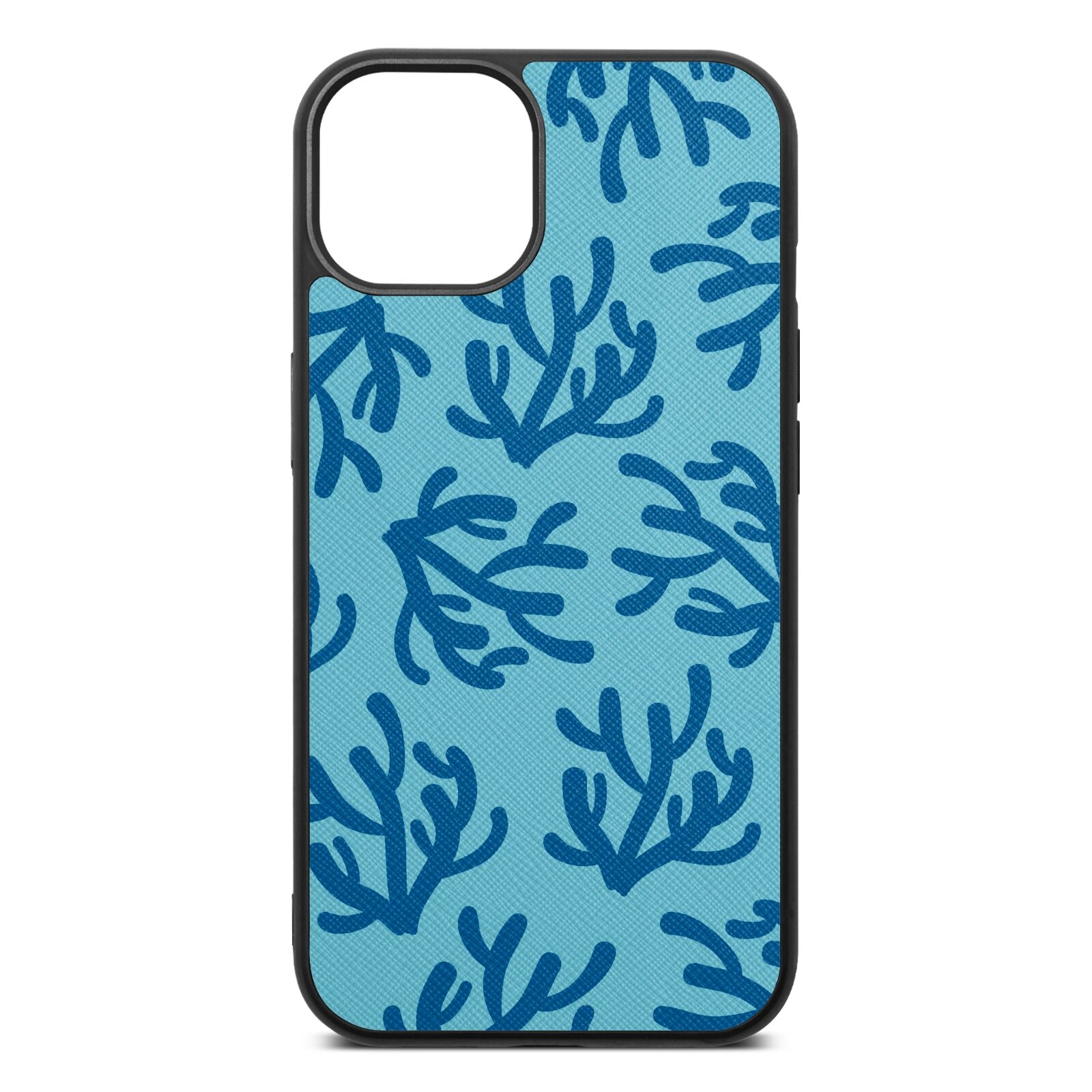 Blue Coral Sky Saffiano Leather iPhone 13 Case