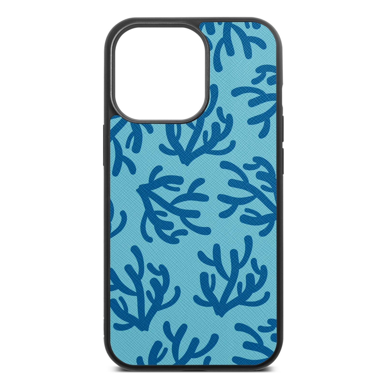 Blue Coral Sky Saffiano Leather iPhone 13 Pro Case