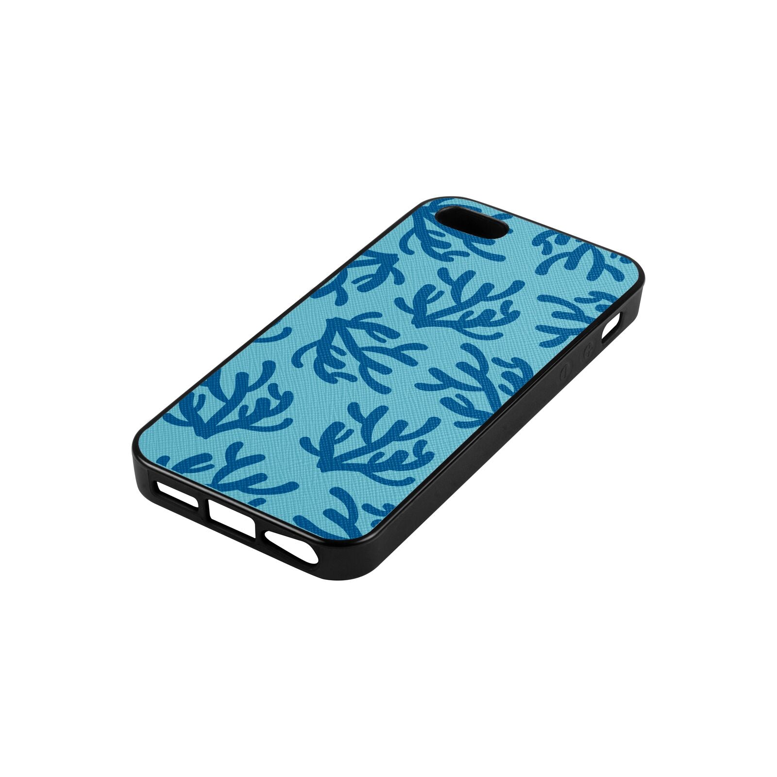 Blue Coral Sky Saffiano Leather iPhone 5 Case Side Angle