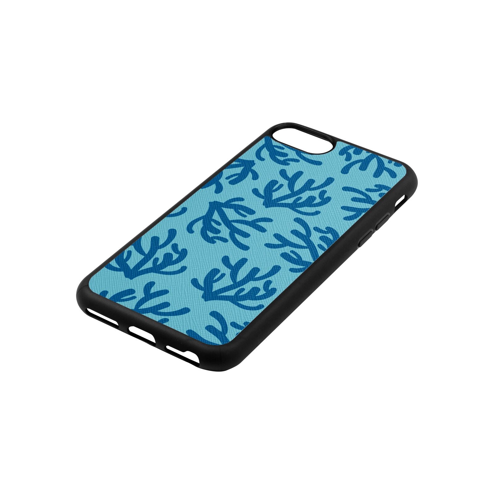Blue Coral Sky Saffiano Leather iPhone 8 Case Side Angle