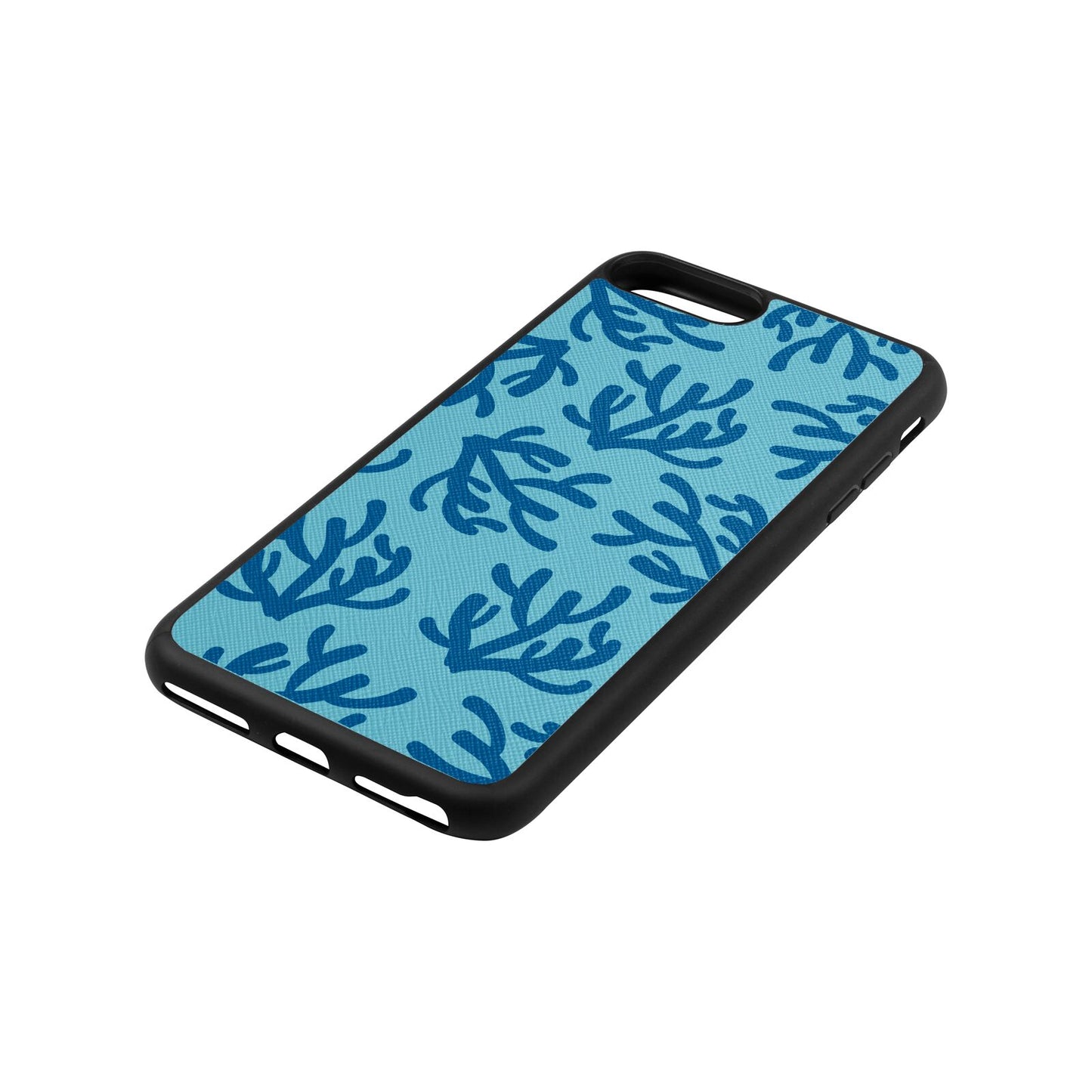 Blue Coral Sky Saffiano Leather iPhone 8 Plus Case Side Angle