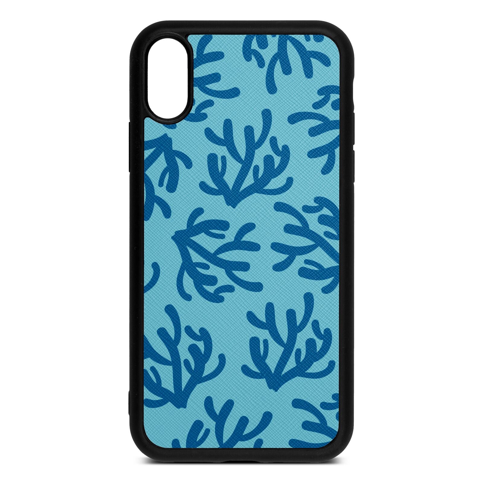Blue Coral Sky Saffiano Leather iPhone Xr Case