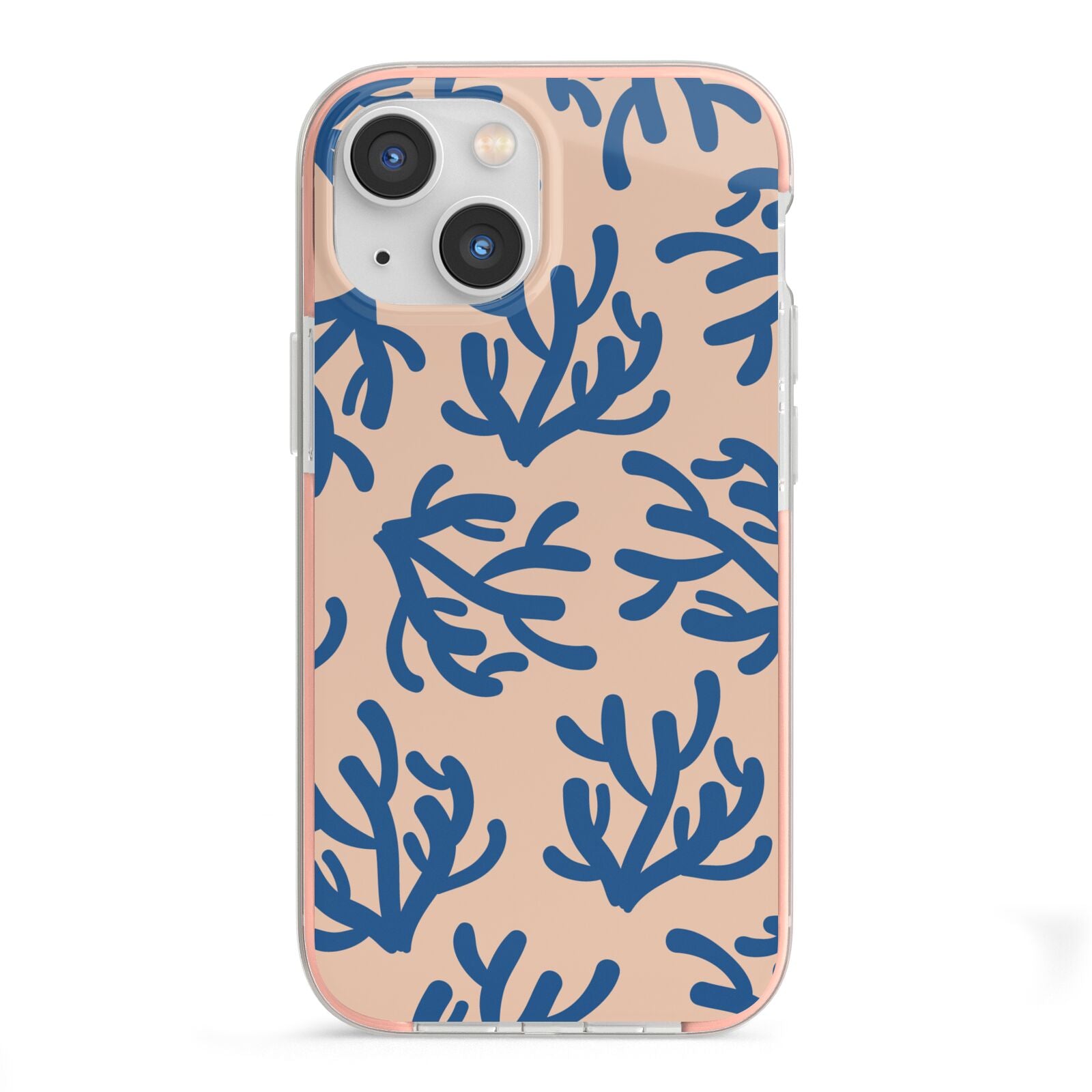 Blue Coral iPhone 13 Mini TPU Impact Case with Pink Edges