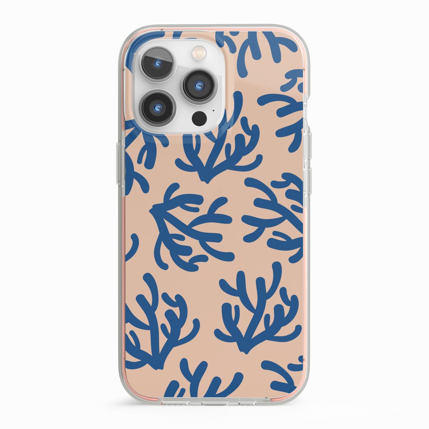 Blue Coral iPhone 13 Pro TPU Impact Case with Pink Edges