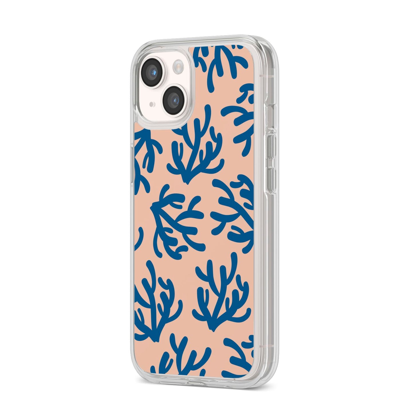 Blue Coral iPhone 14 Clear Tough Case Starlight Angled Image
