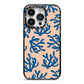 Blue Coral iPhone 14 Pro Black Impact Case on Silver phone